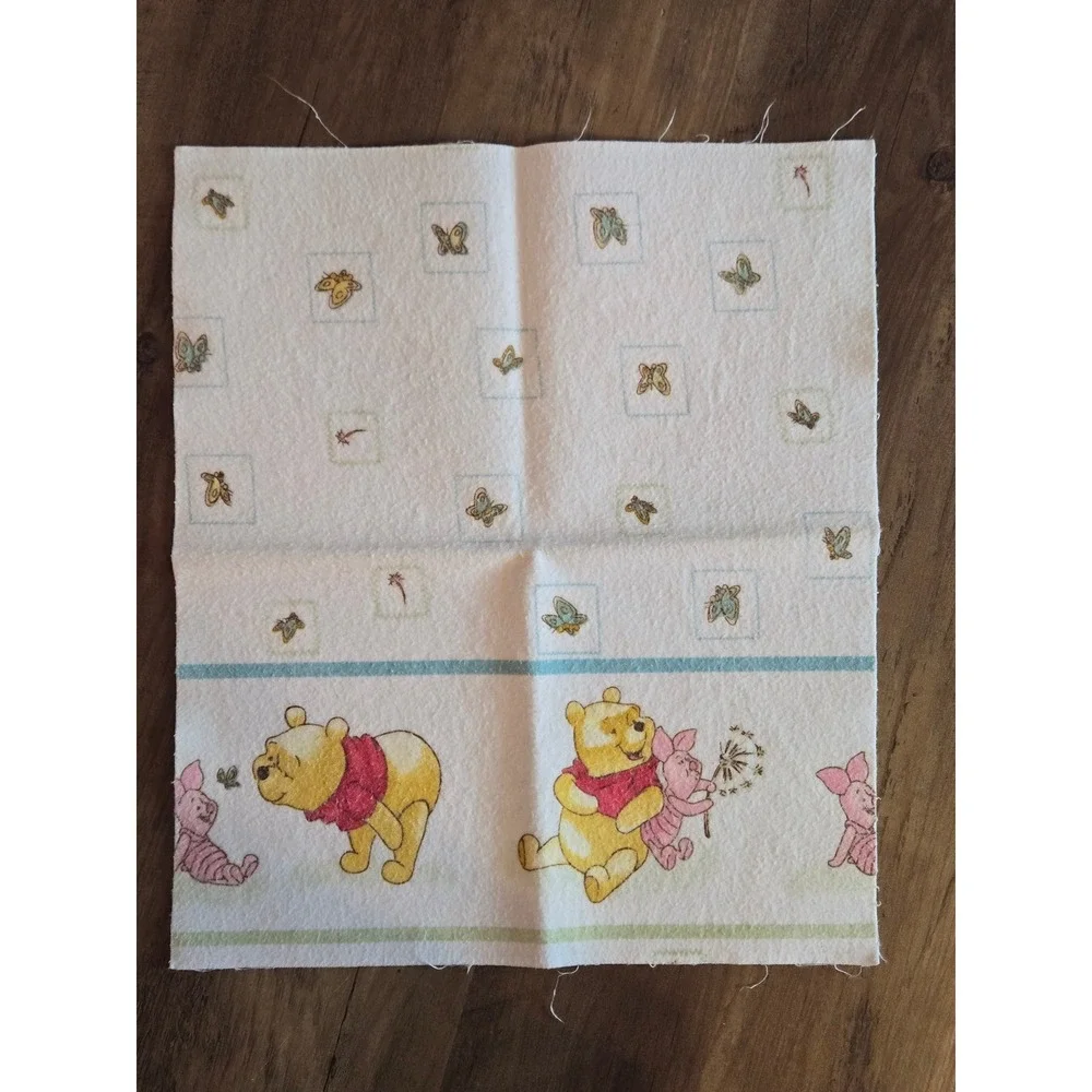 Vintage‎ Disney Winnie the Pooh Piglet Waterproof Lap Pads Fabric Squares 5pc